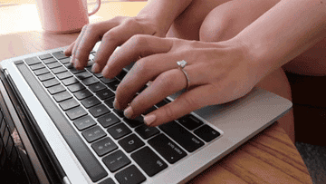 a woman typing