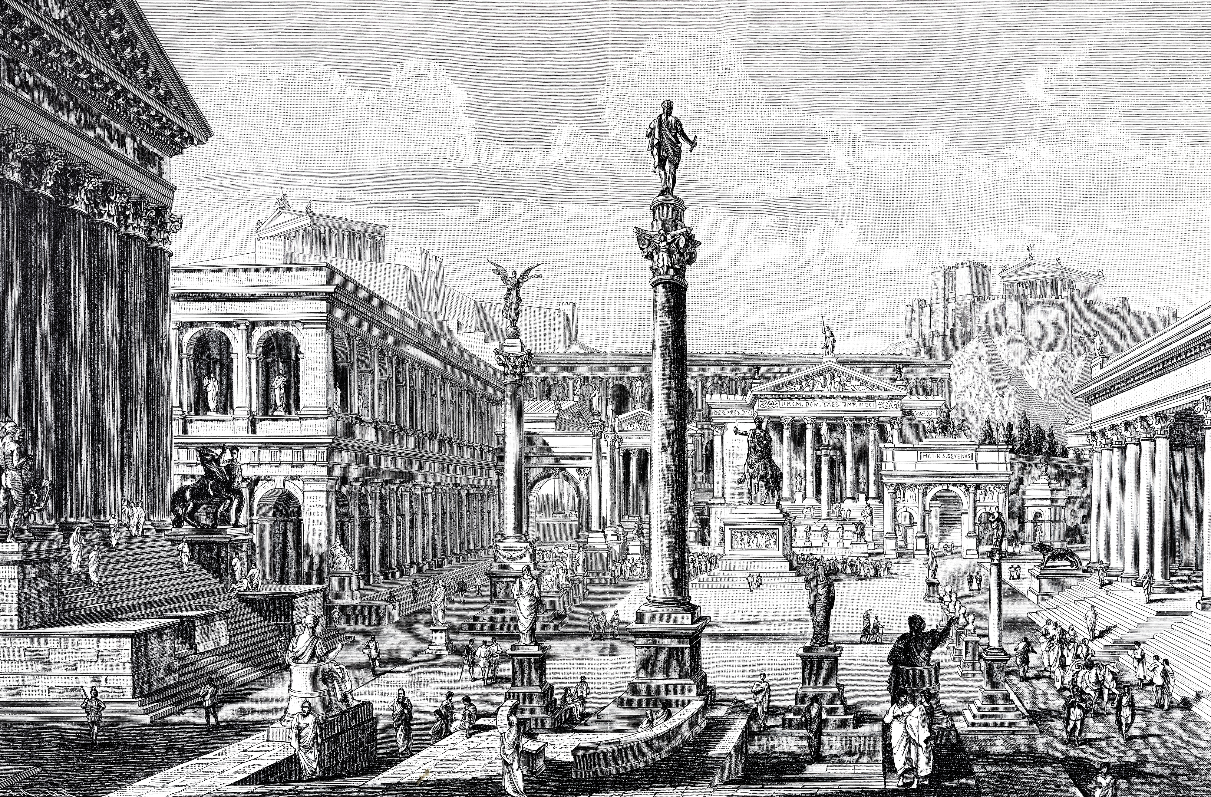 drawing of the roman forum
