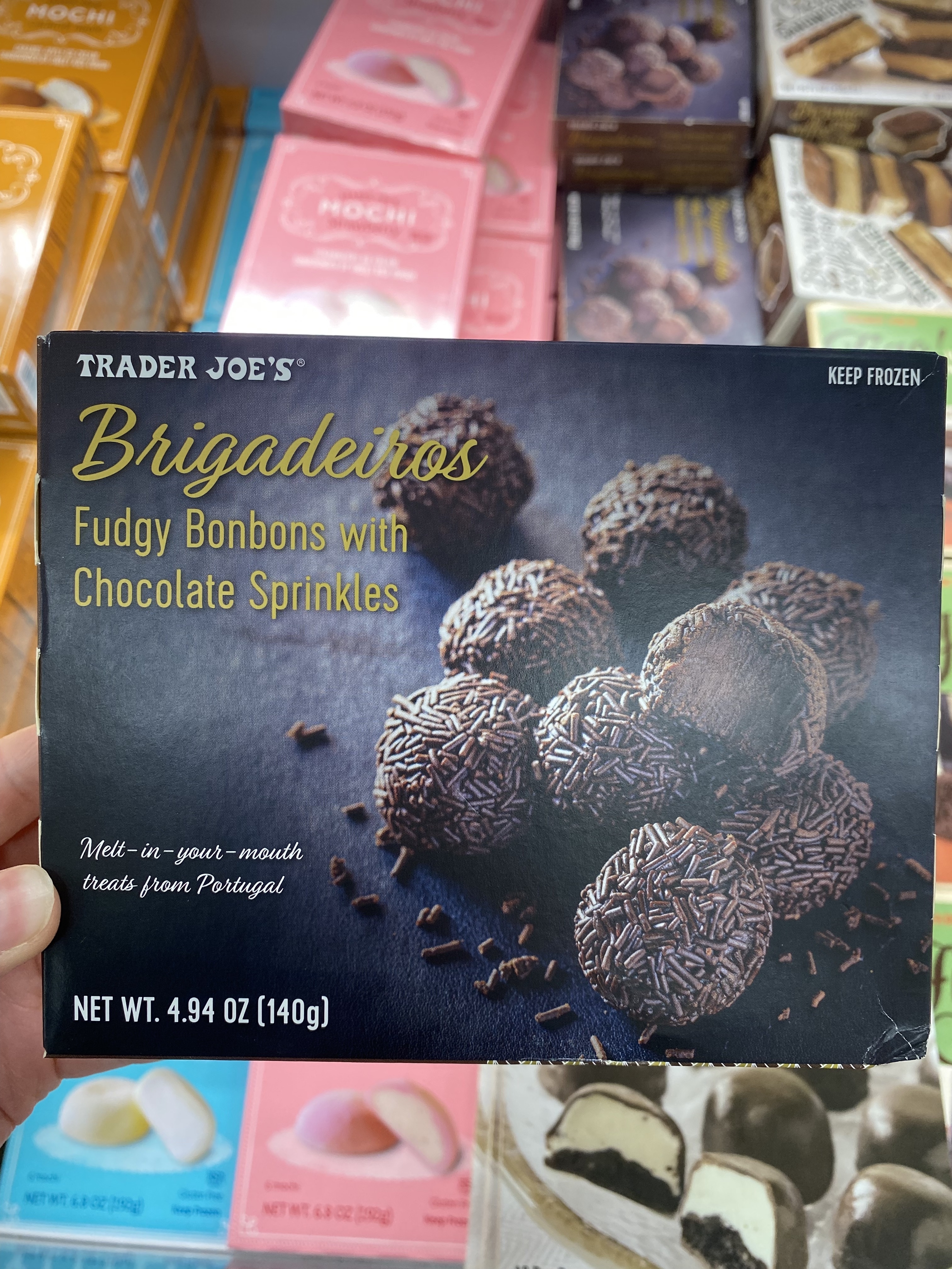 a box of frozen brigadeiros