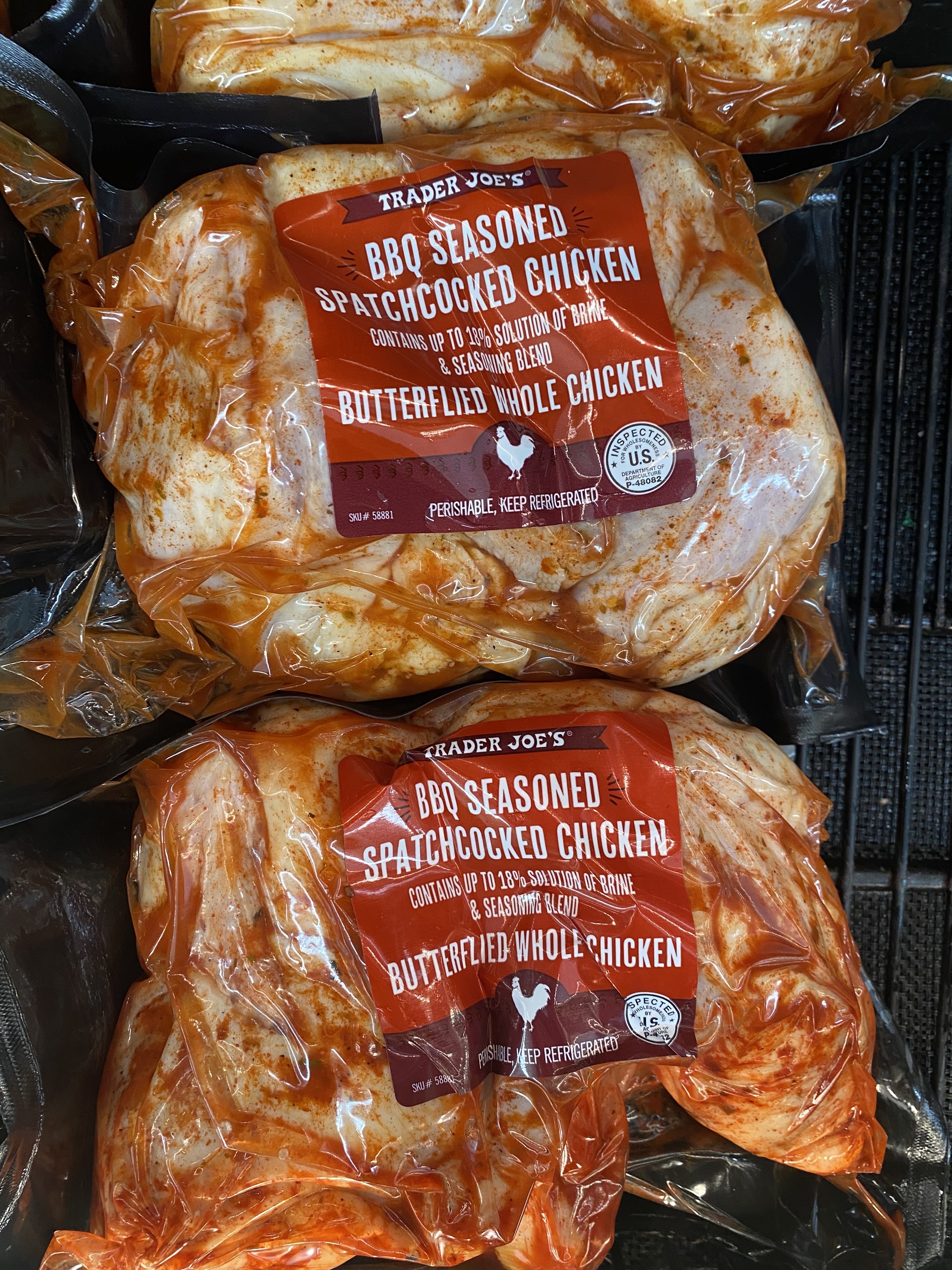 a package of bbq seasoned spatchcocked chicken