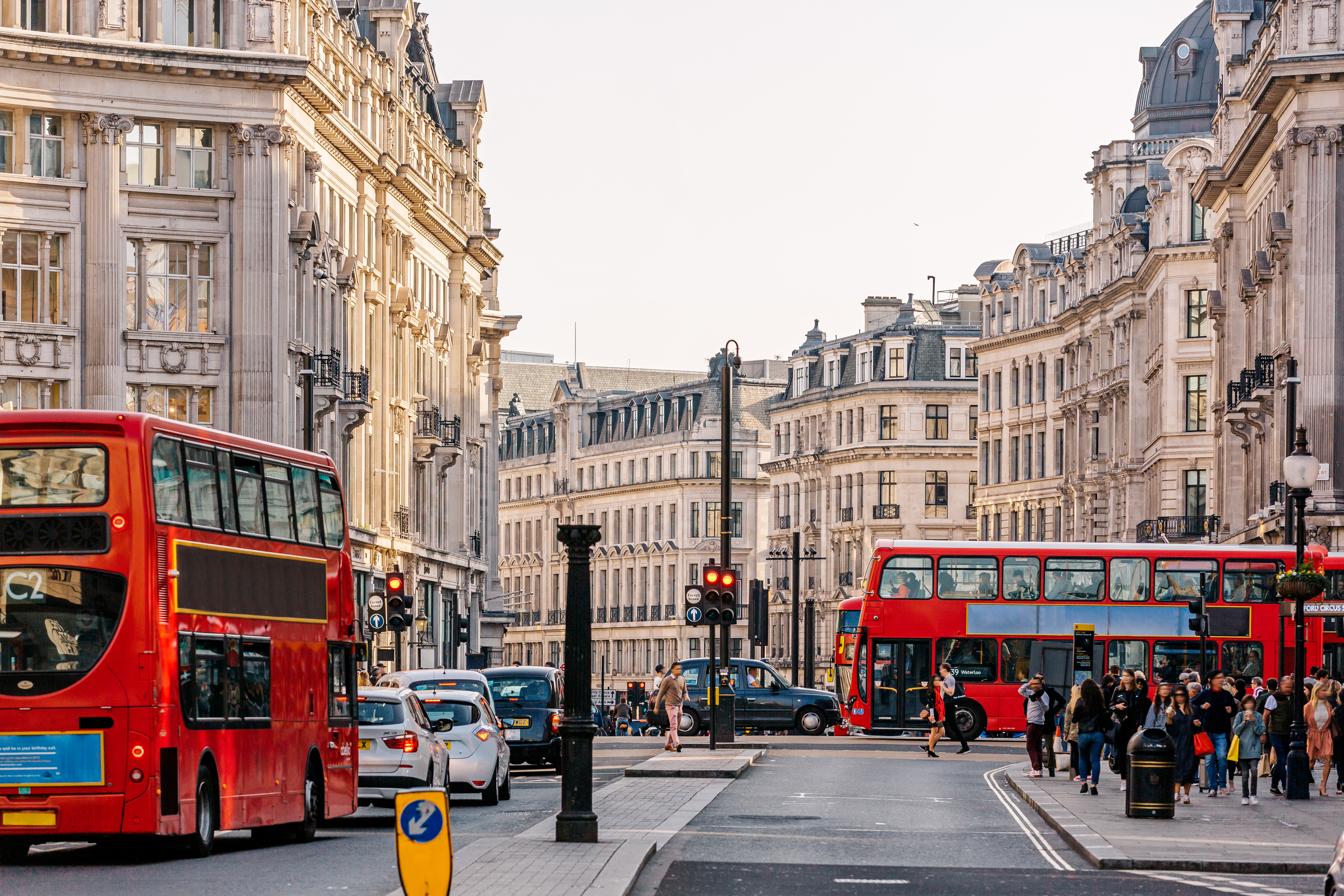 Streets of London with buses