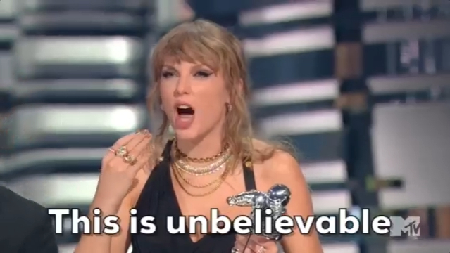 taylor swift onstage saying this is unbelievable