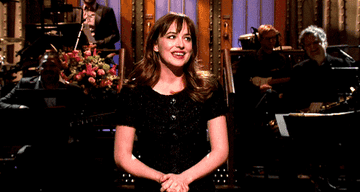 Dakota Johnson on stage at SNL.