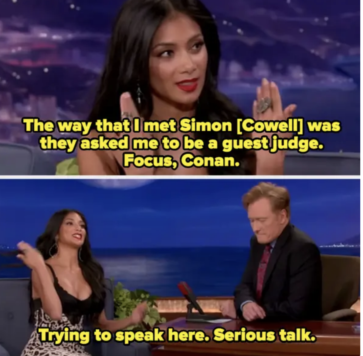 nicole sitting across from conan on the show