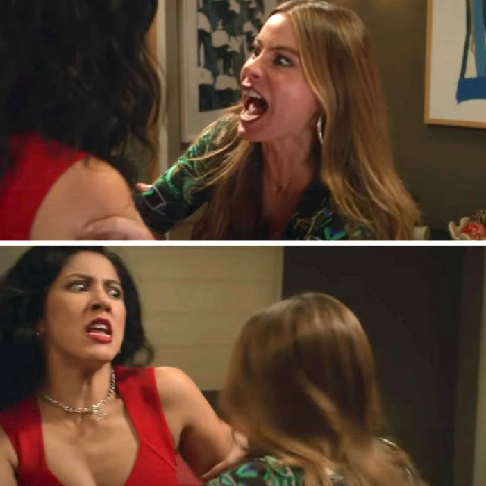 Sofia Vergara and Stephanie Beatriz on &quot;Modern Family&quot; yelling at each other