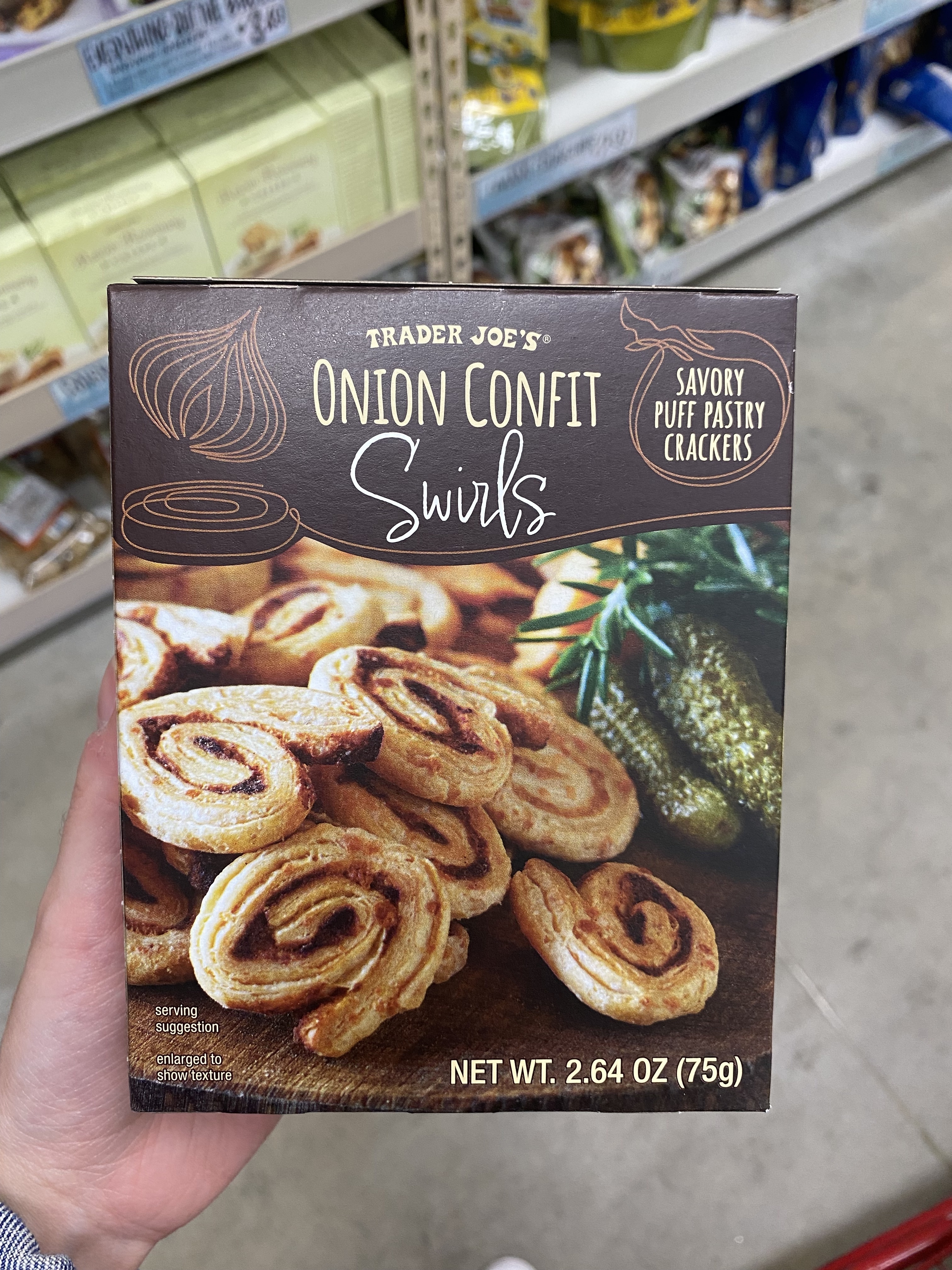 a box of onion confit swirls