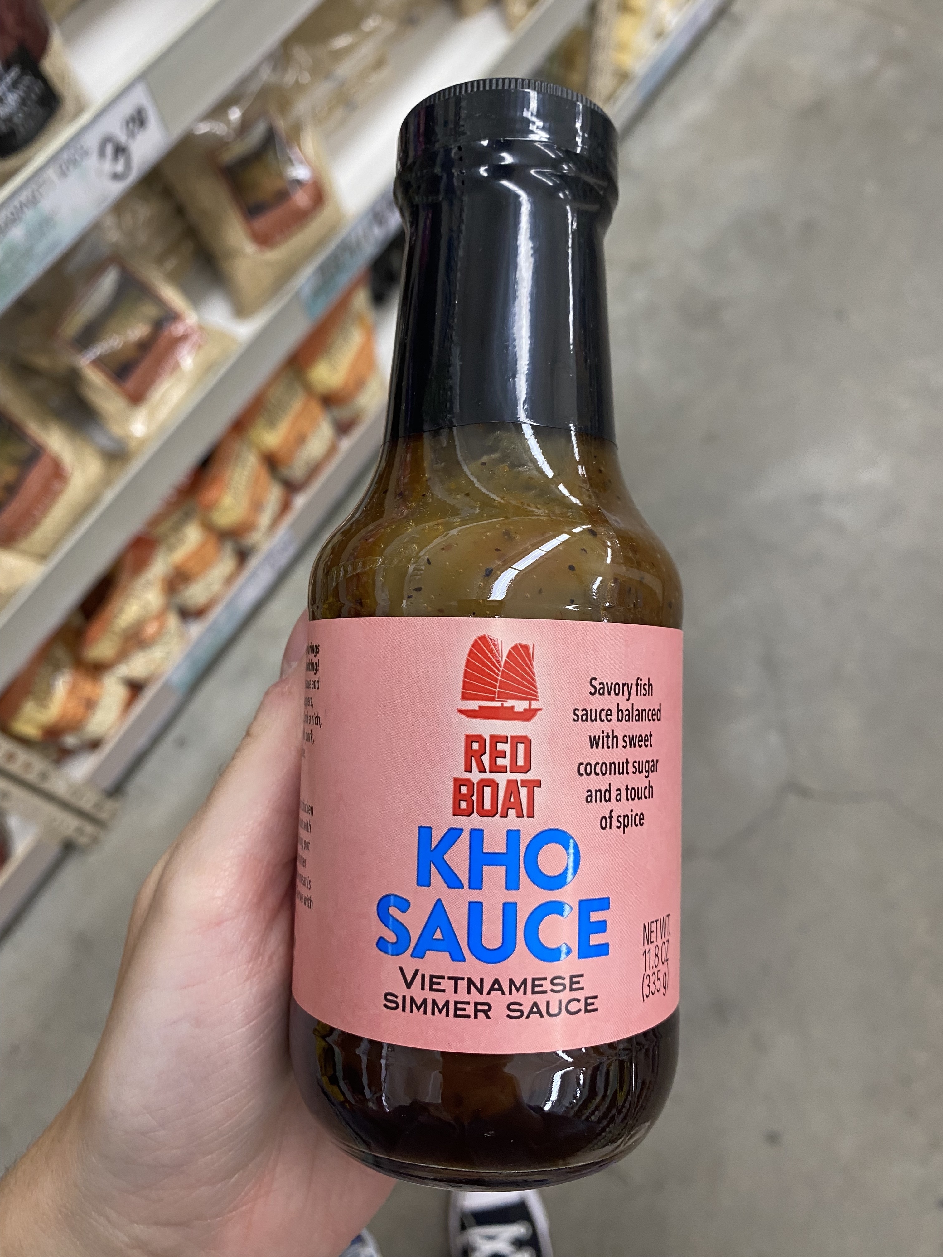 a bottle of red boat kho sauce