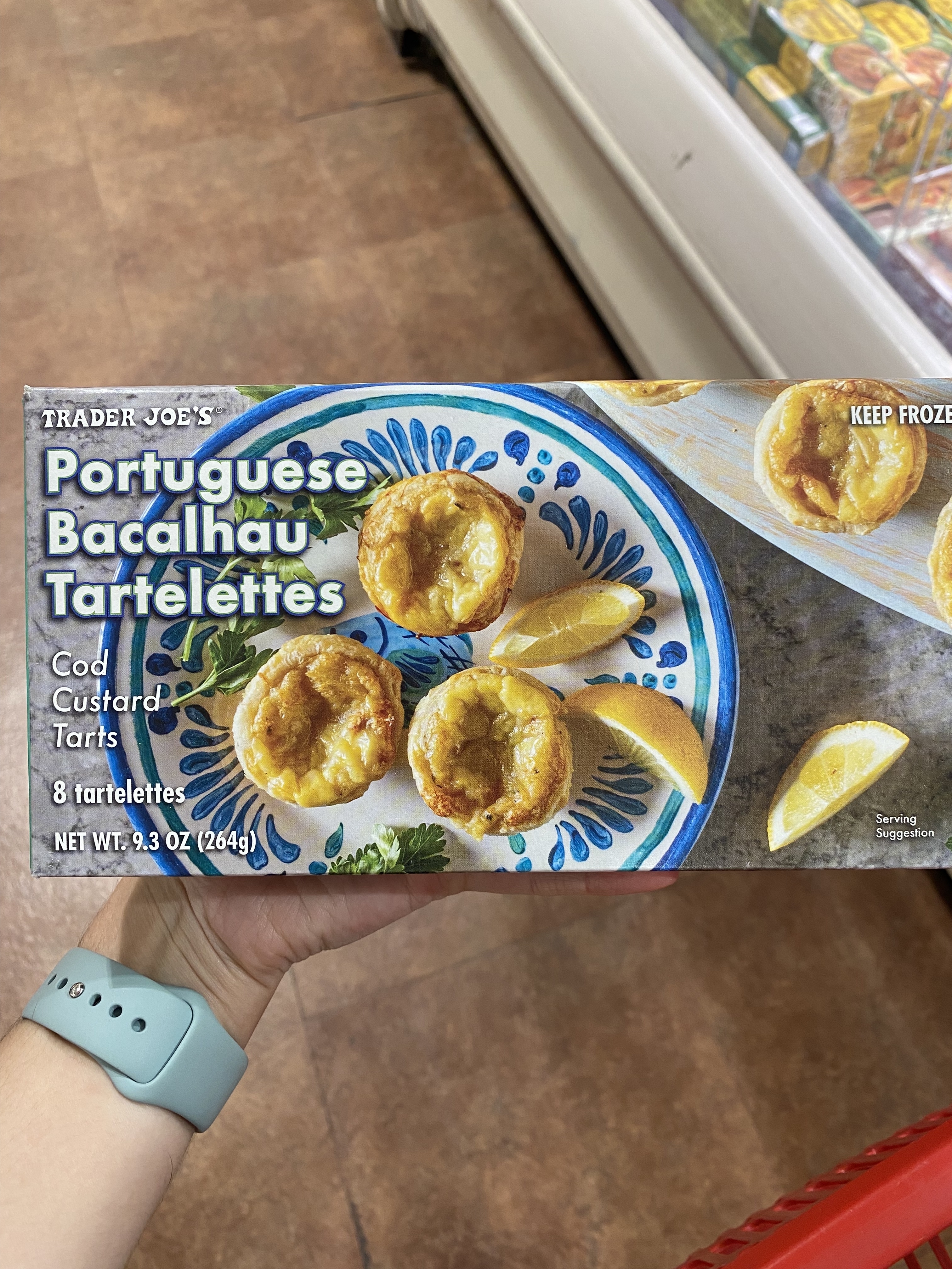 a box of Portuguese bacalhau tartelettes