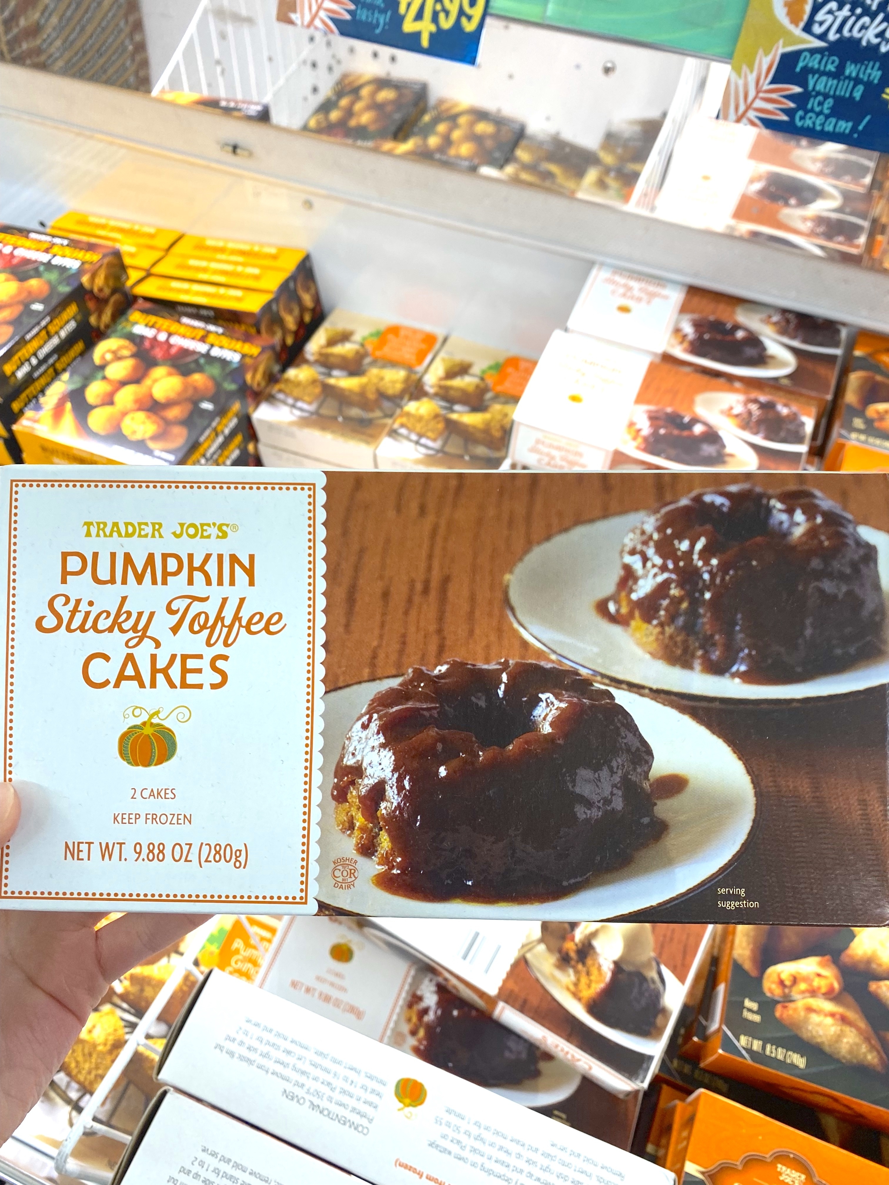 a box of pumpkin sticky toffee cakes