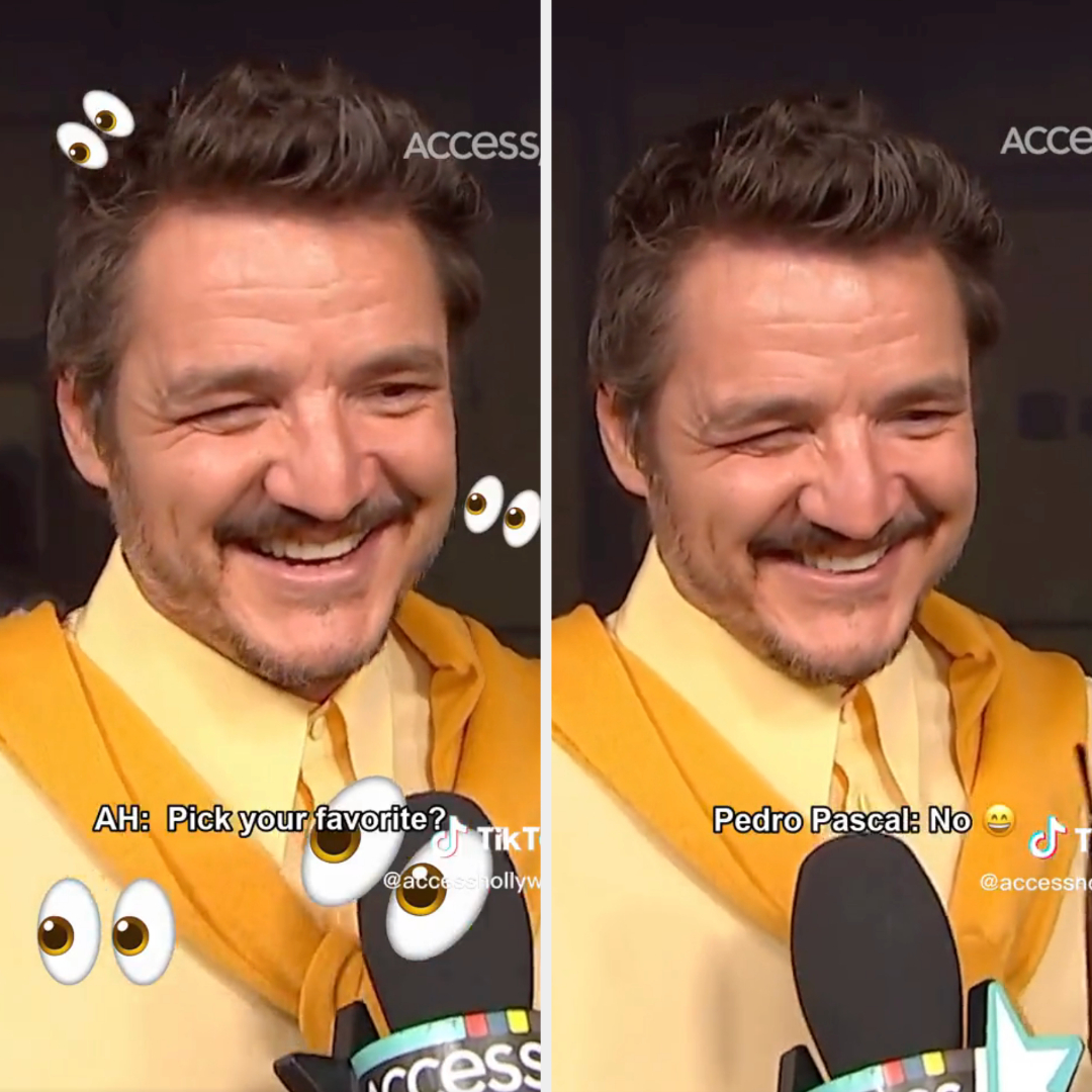 pedro laughing and saying no to the interviewer