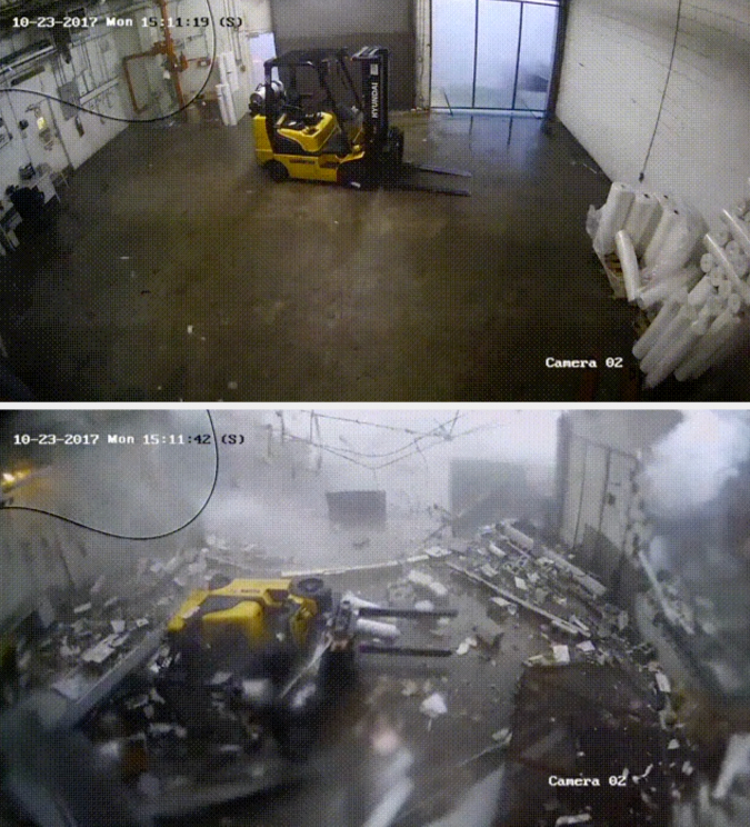 Before and after a tornado destroyed a room