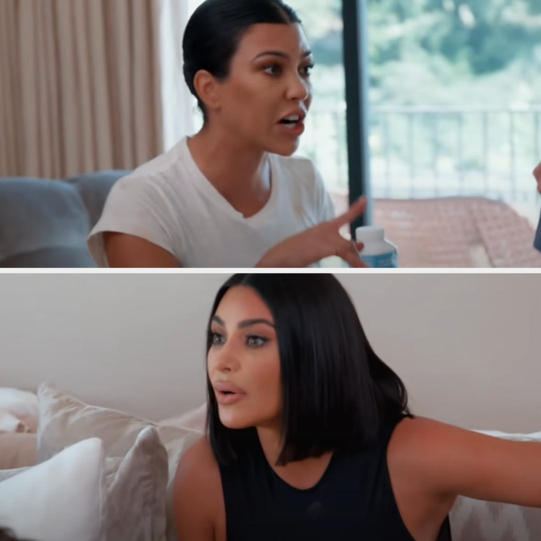 Kourtney Kardashian Barker and Kim Kardashian fighting