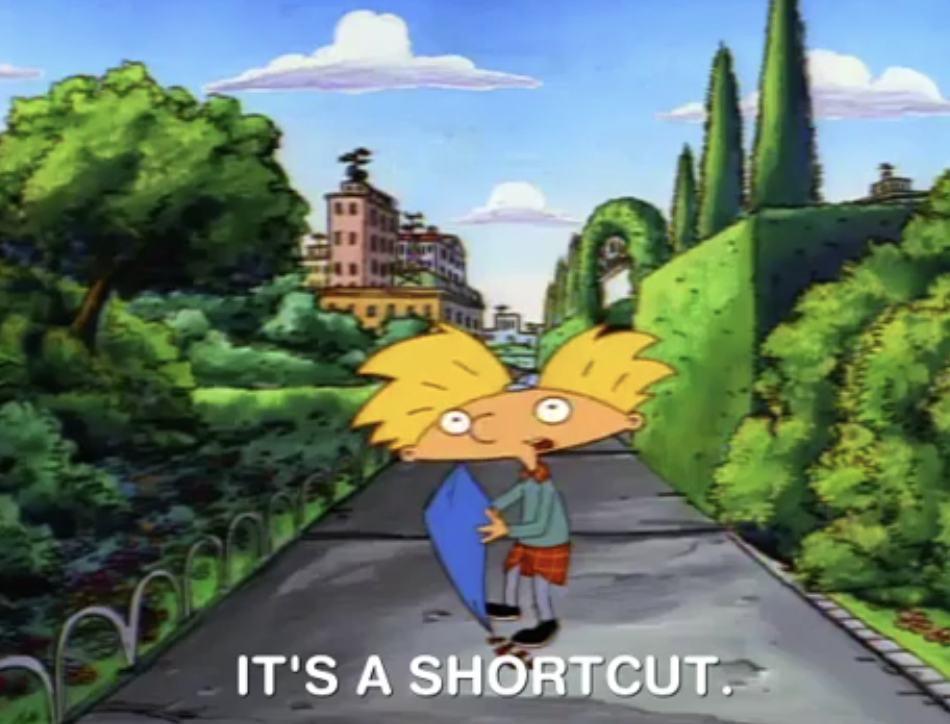 cartoon character saying, it&#x27;s a shortcut