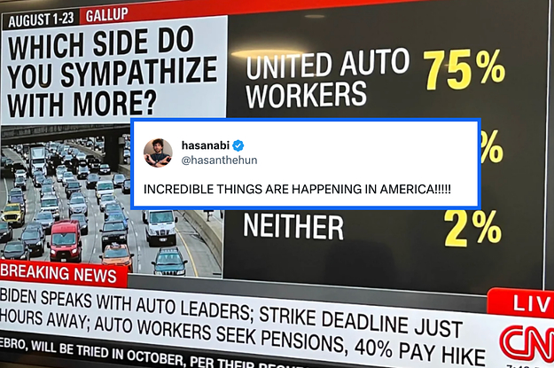 Strike Poll with UAW at 75% with tweet "incredible things are happening in America"