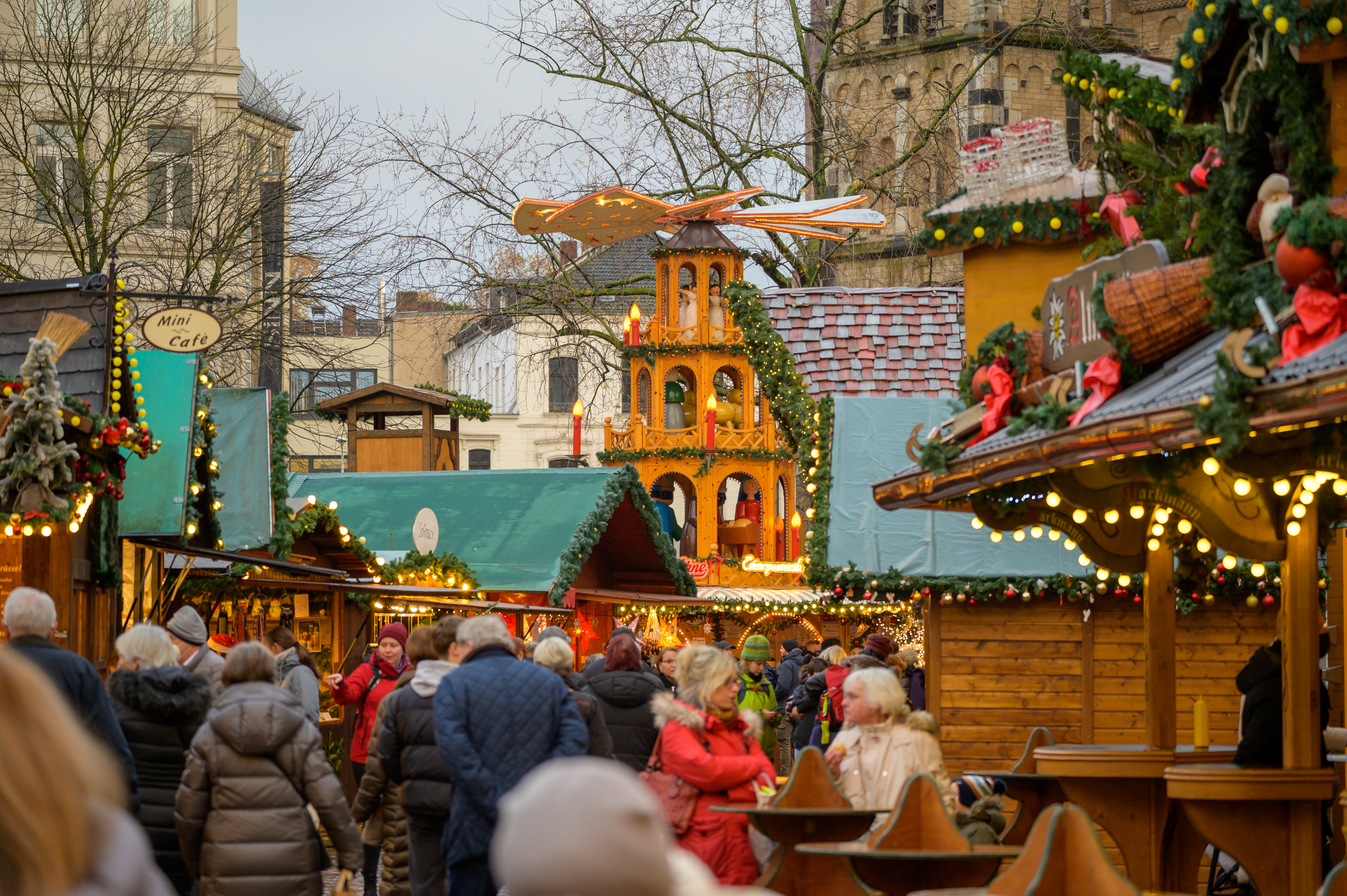 an outdoor christmas market in germany