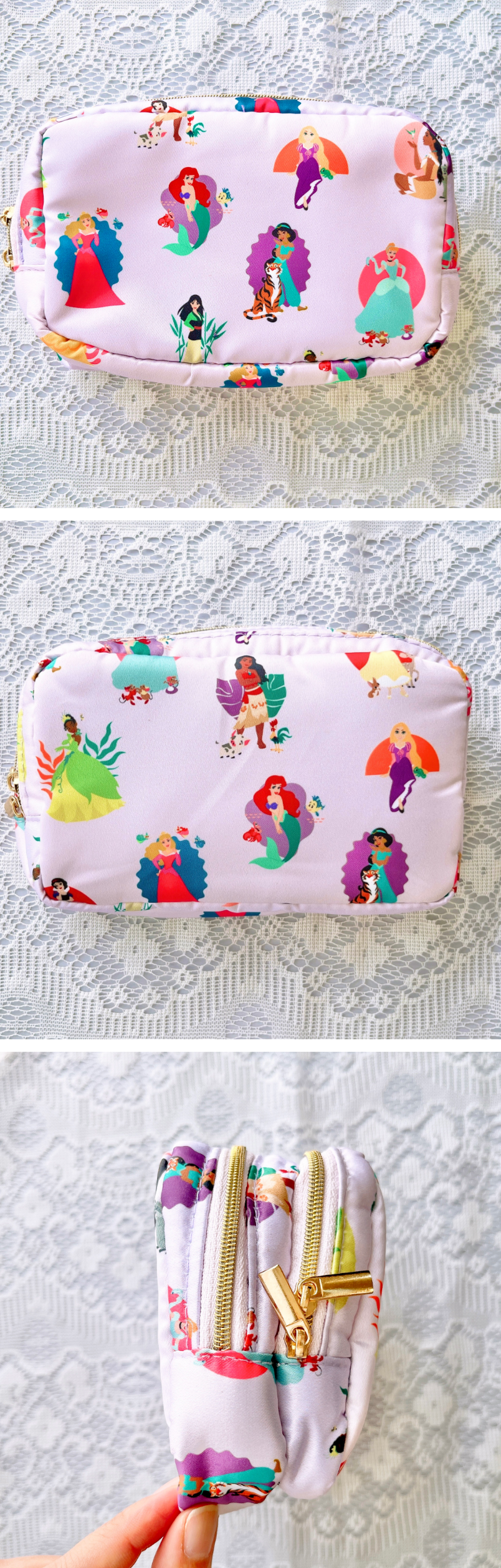 sweet(スウィート)10月号増刊セブン限定付録 「ディズニープリンセス豪華サテン2層ポーチ」