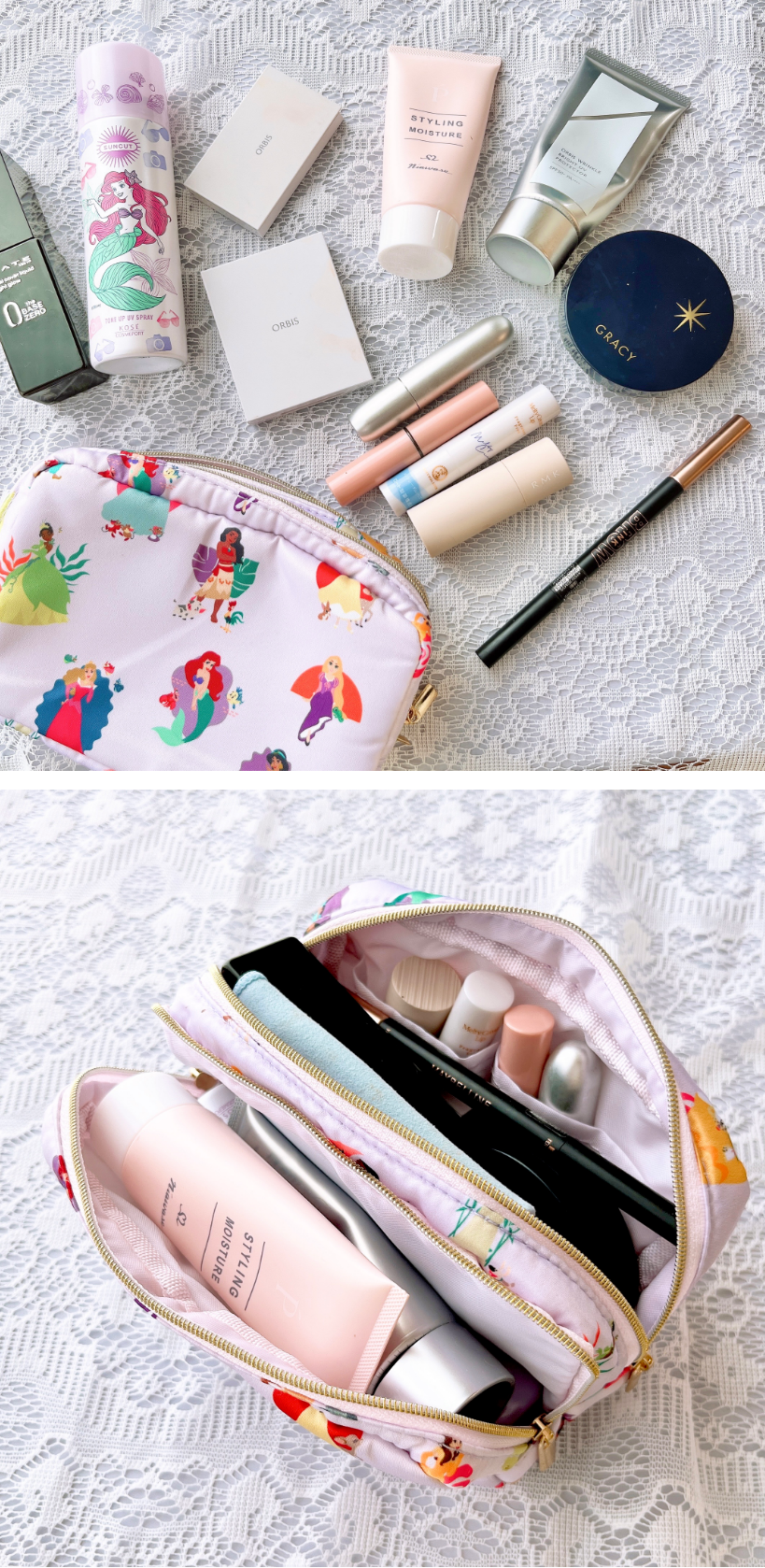 sweet(スウィート)10月号増刊セブン限定付録 「ディズニープリンセス豪華サテン2層ポーチ」