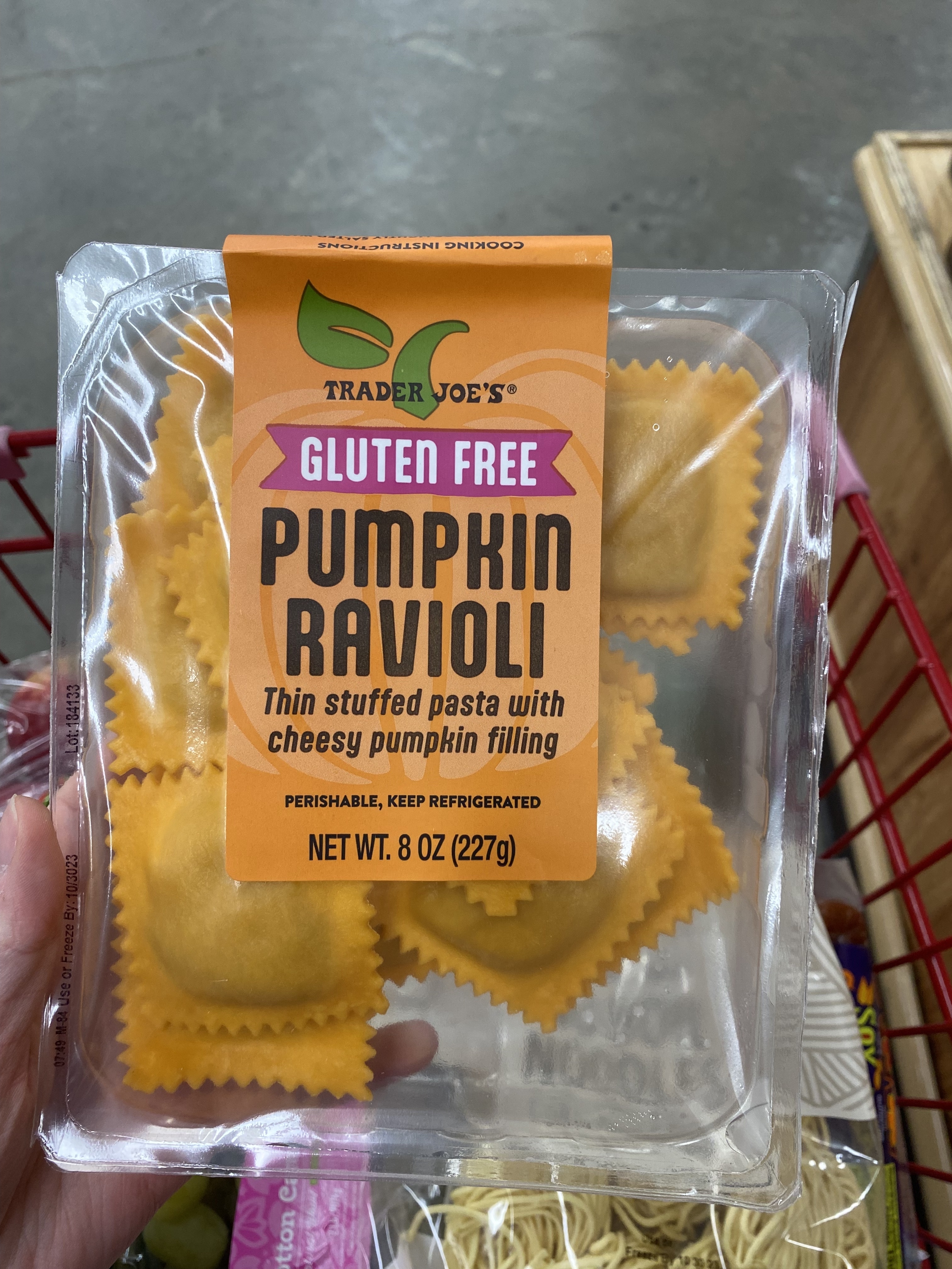 a package of gluten free pumpkin ravioli