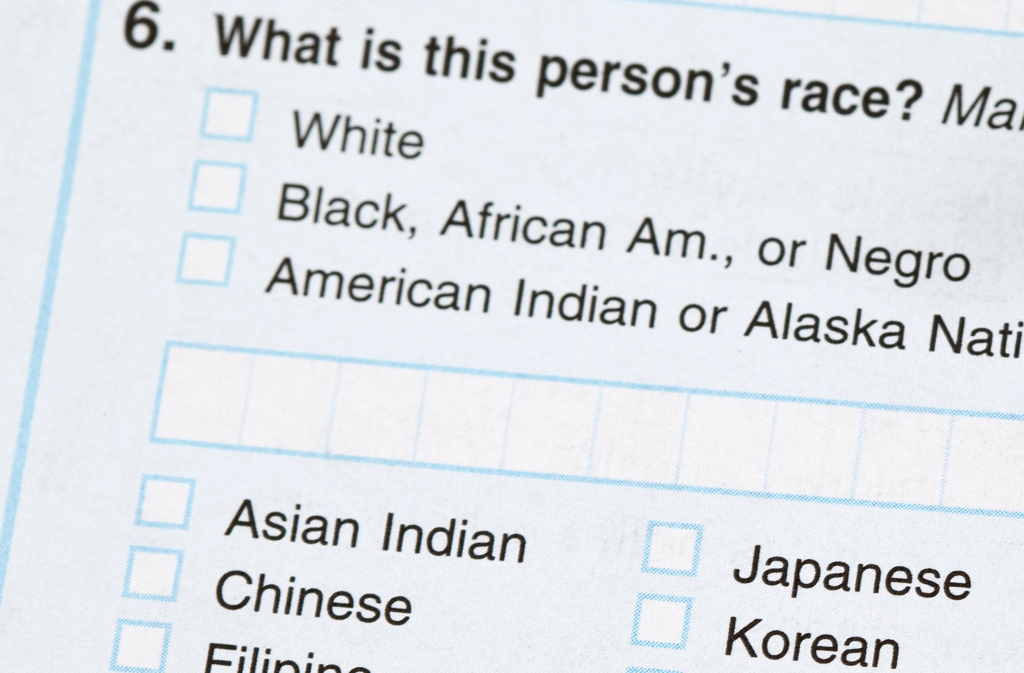 A form requiring one to select one box