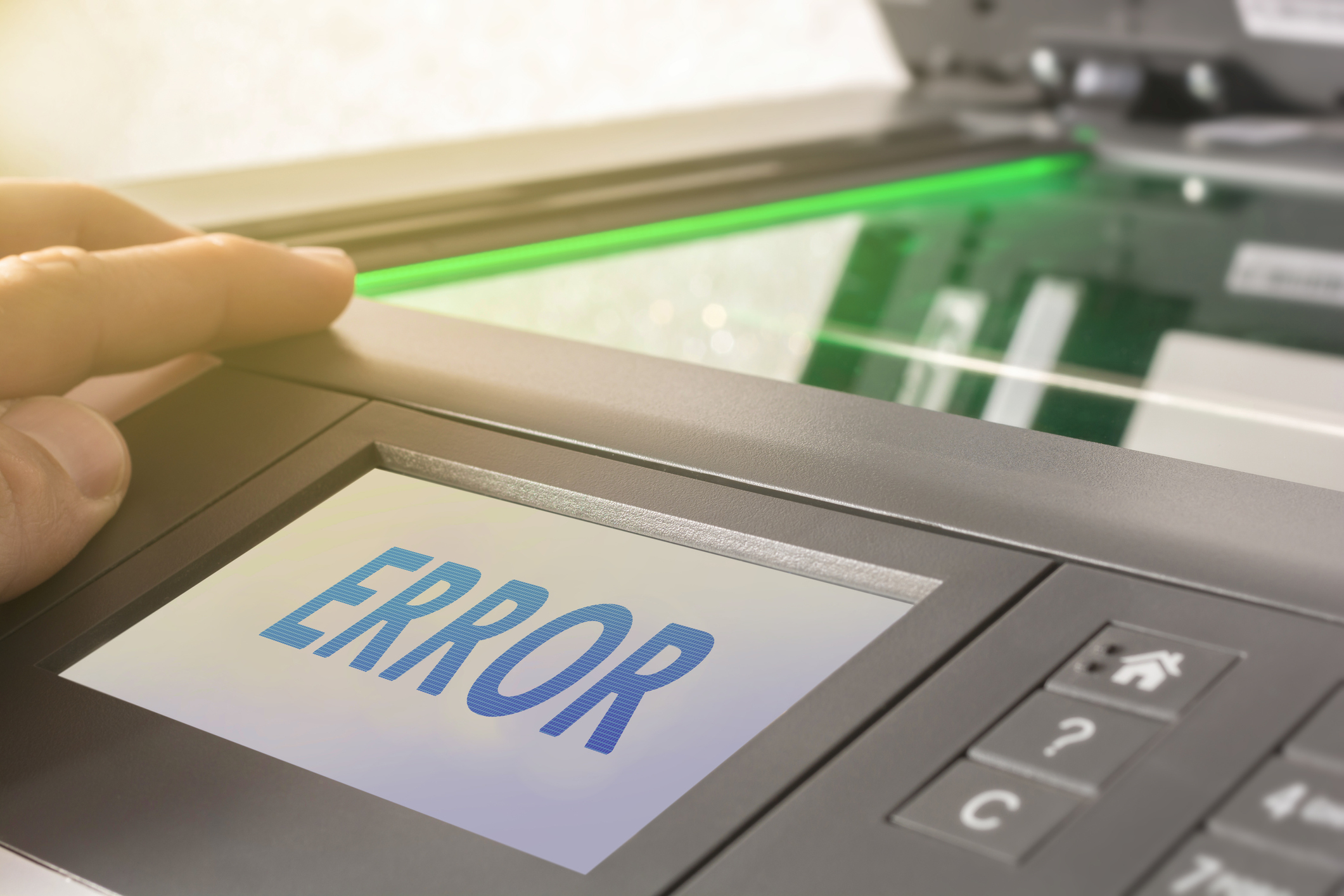 An error message on a printer