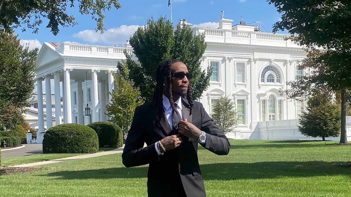 Vice President Kamala Harris thanked Quavo, his mother Edna Marshall, and sister Titania Davenport—mom to the late Migos member—for "using your voices to honor Takeoff's legacy and call for action to prevent gun violence."