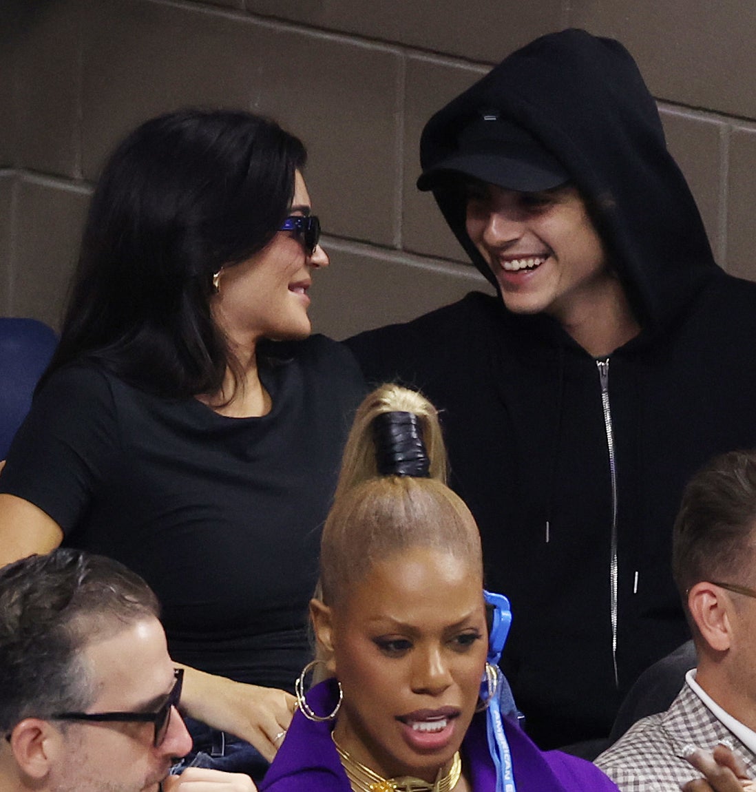 Kylie and Timothée at the US Open smiling at each other