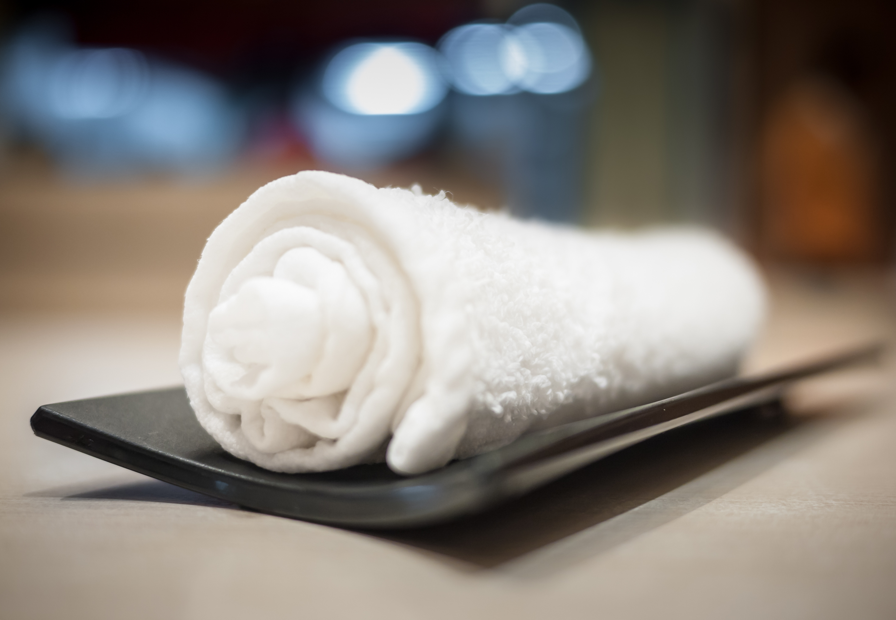 a hot towel on a plate