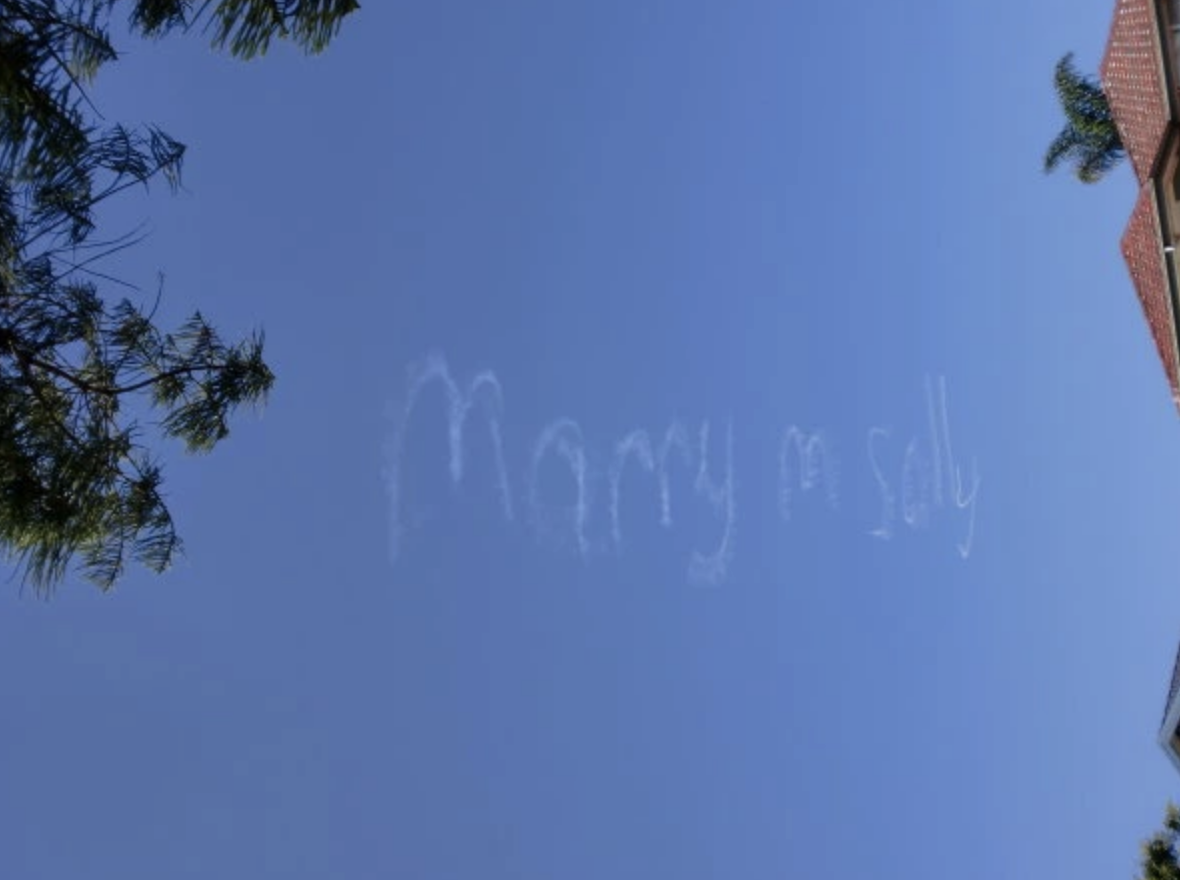 &quot;Marry m Sally&quot; written in the sky