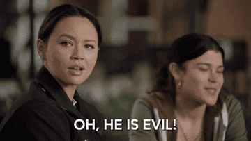 A woman saying &quot;oh he is evil&quot;