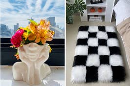 face vase and checkerboard rug 