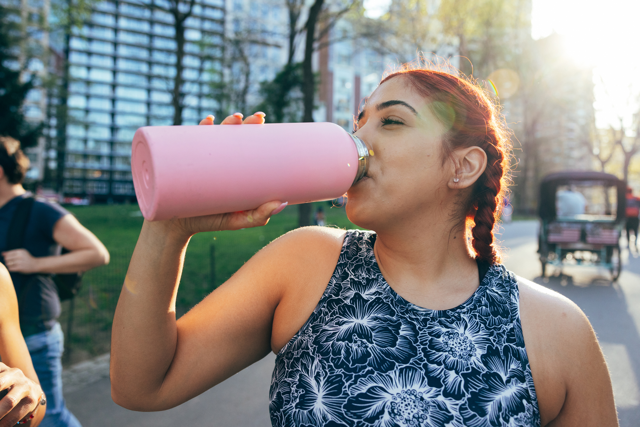 woman drinking water