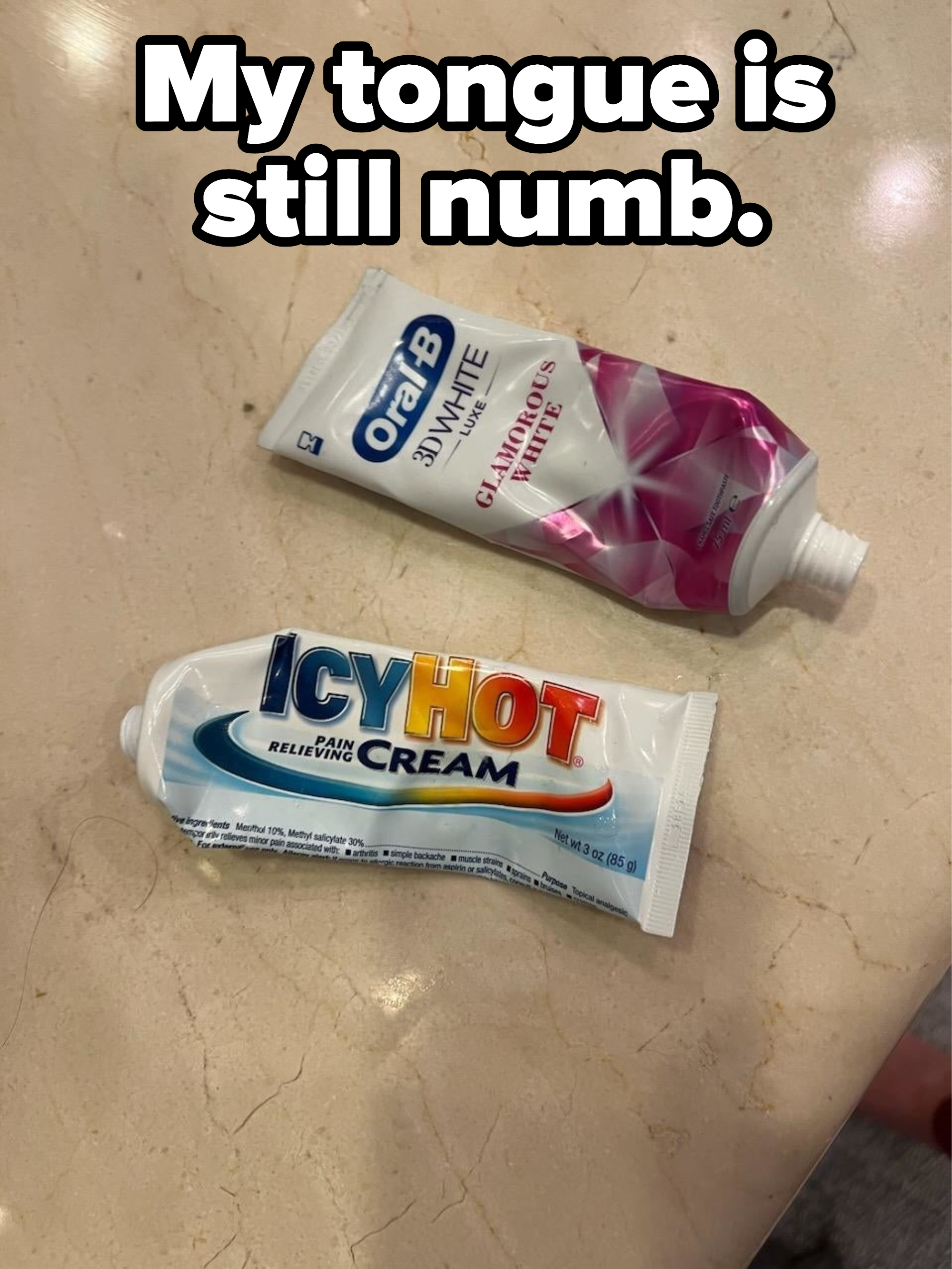 A person confused a tube of Icy Hot pain relieving cream for toothpaste