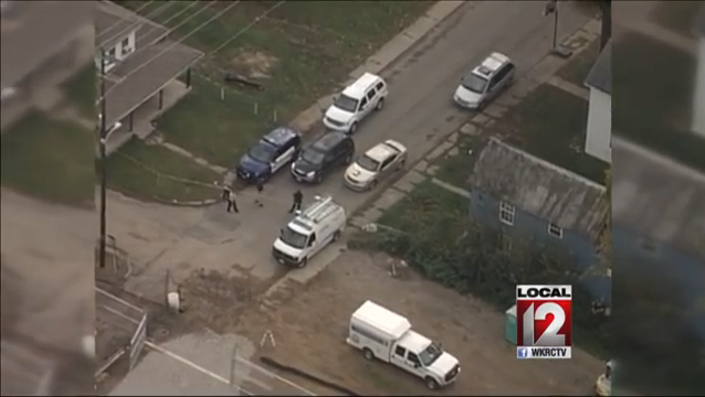 Overhead shot of the crime scene