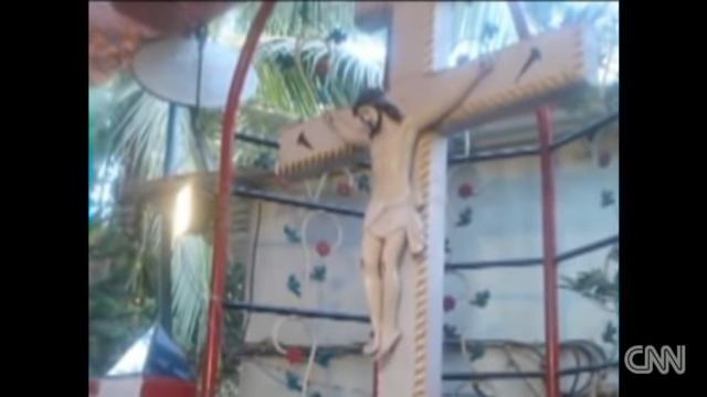 A statue of Jesus on a cross