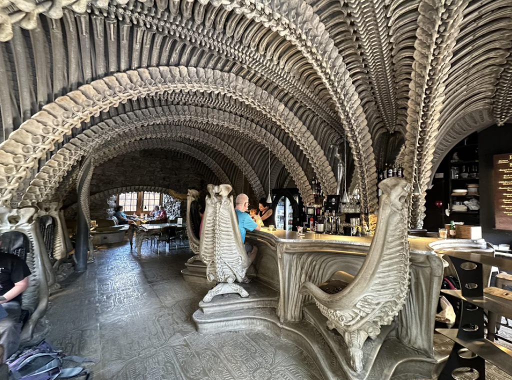 a bar with a strange decor