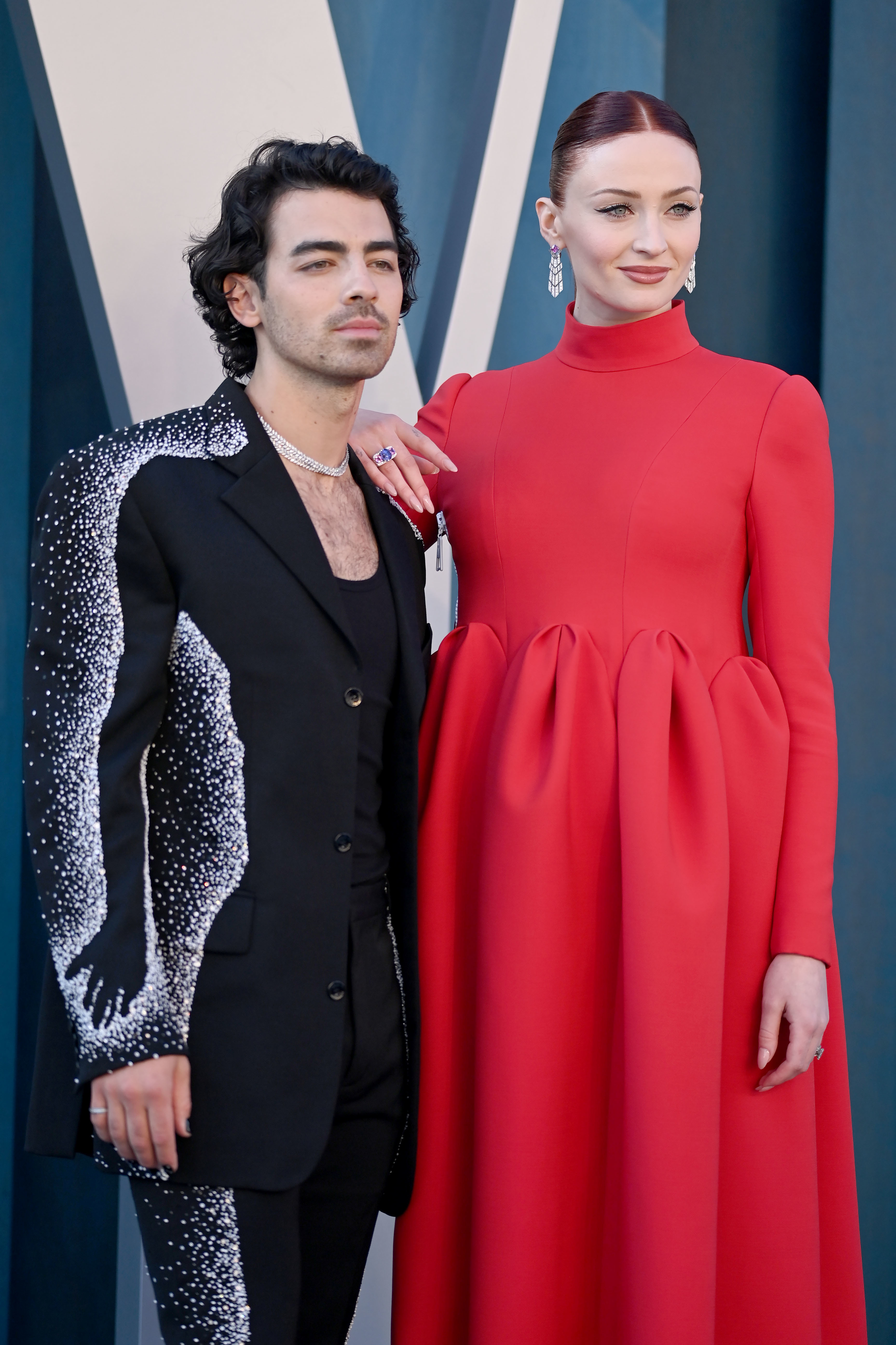 Close-up of Joe and Sophie at a media event