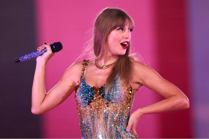 Close-up of Taylor performing