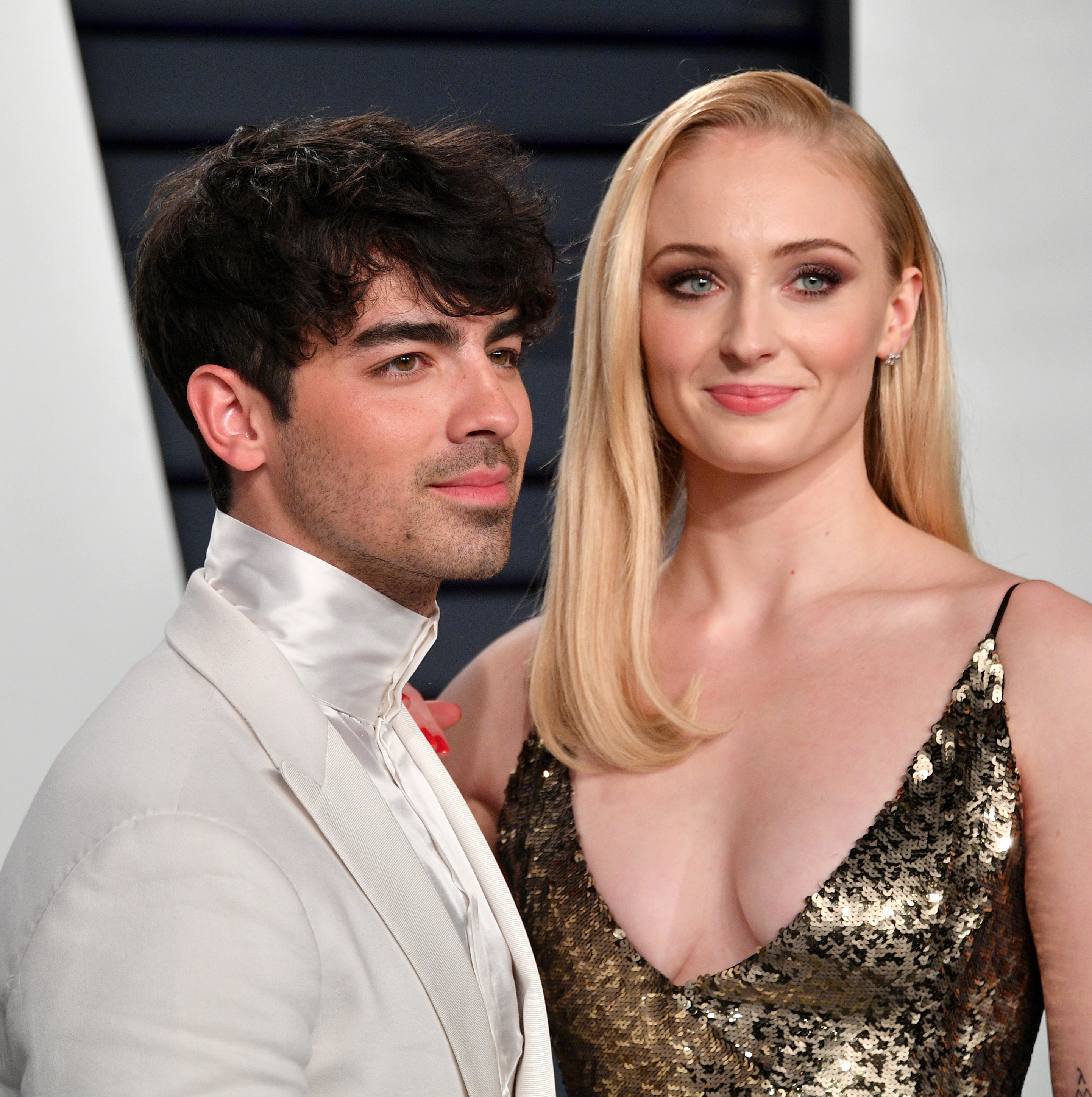 Close-up of Joe and Sophie at a media event