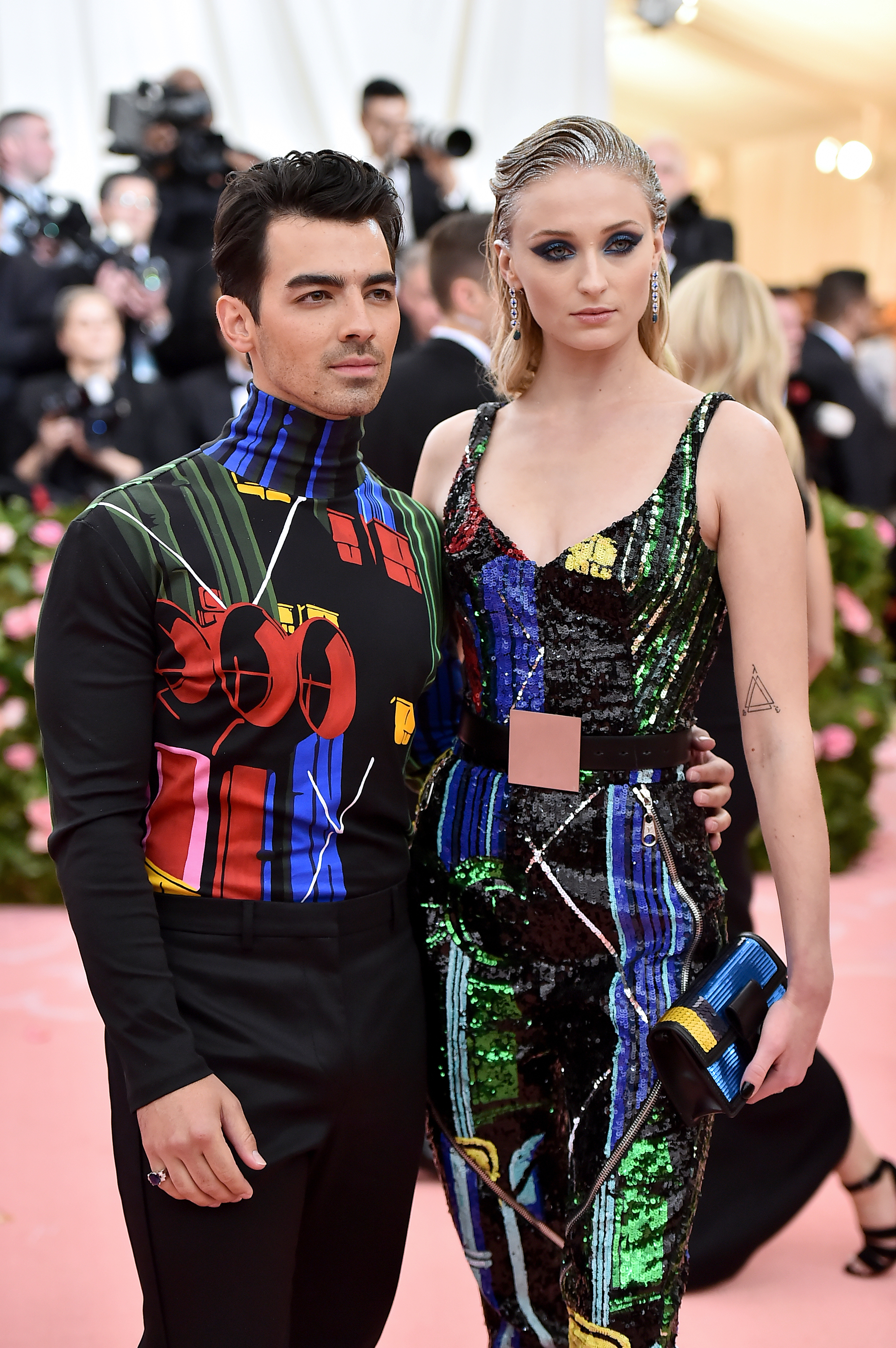 Close-up of Joe and Sophie at a media event