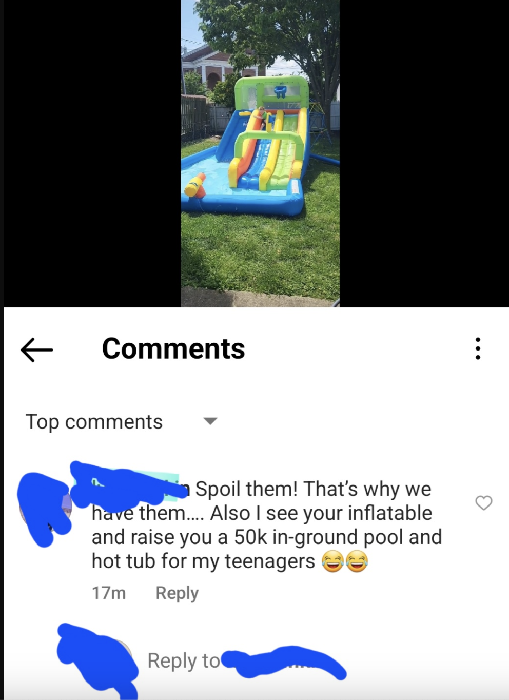 i see your inflatable and raise you a 50K in-ground pool and got tub for my teenagers
