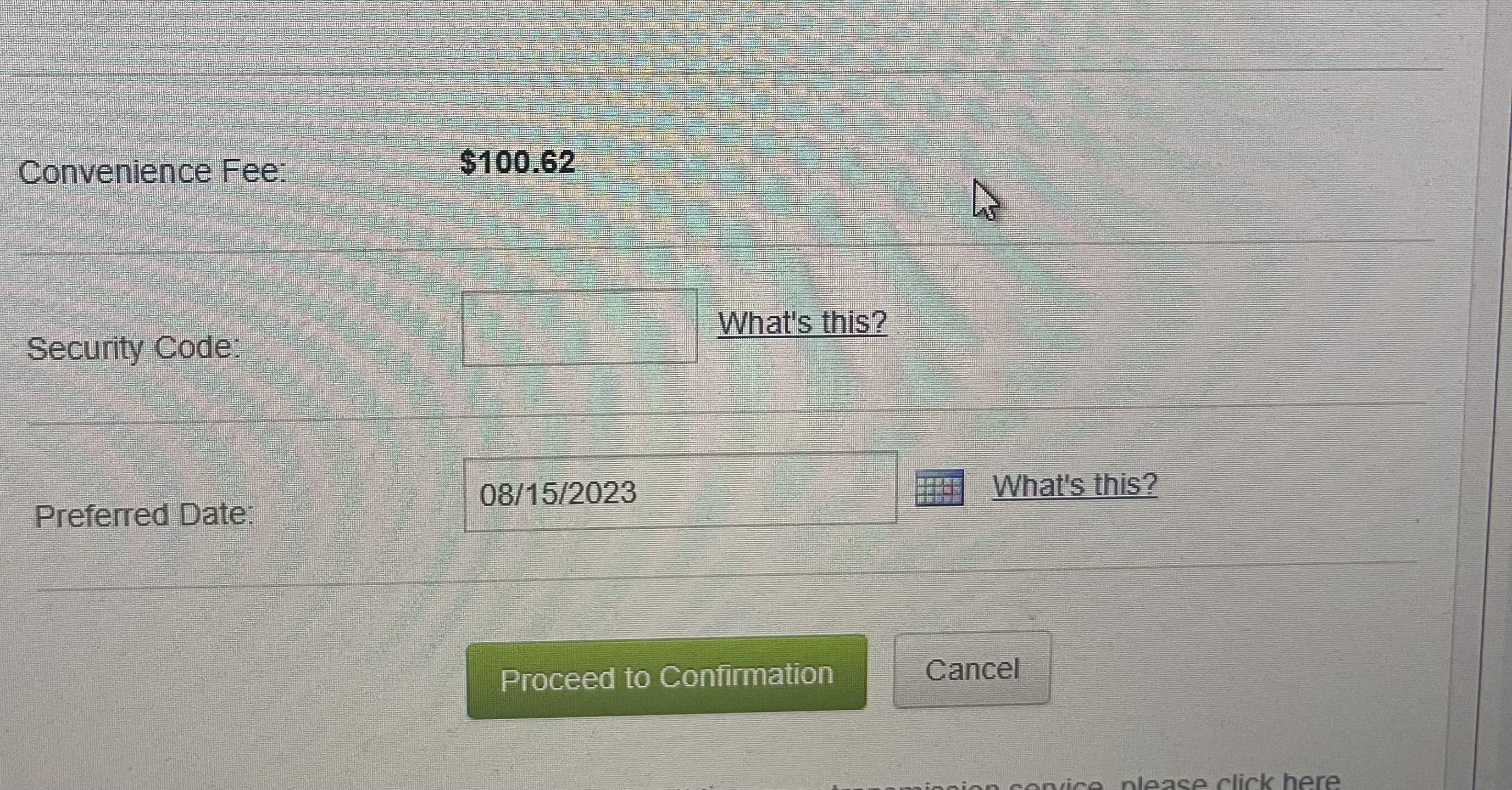 Someone is attempting to pay their rent online, and a $100 convenience fee is included in the charges