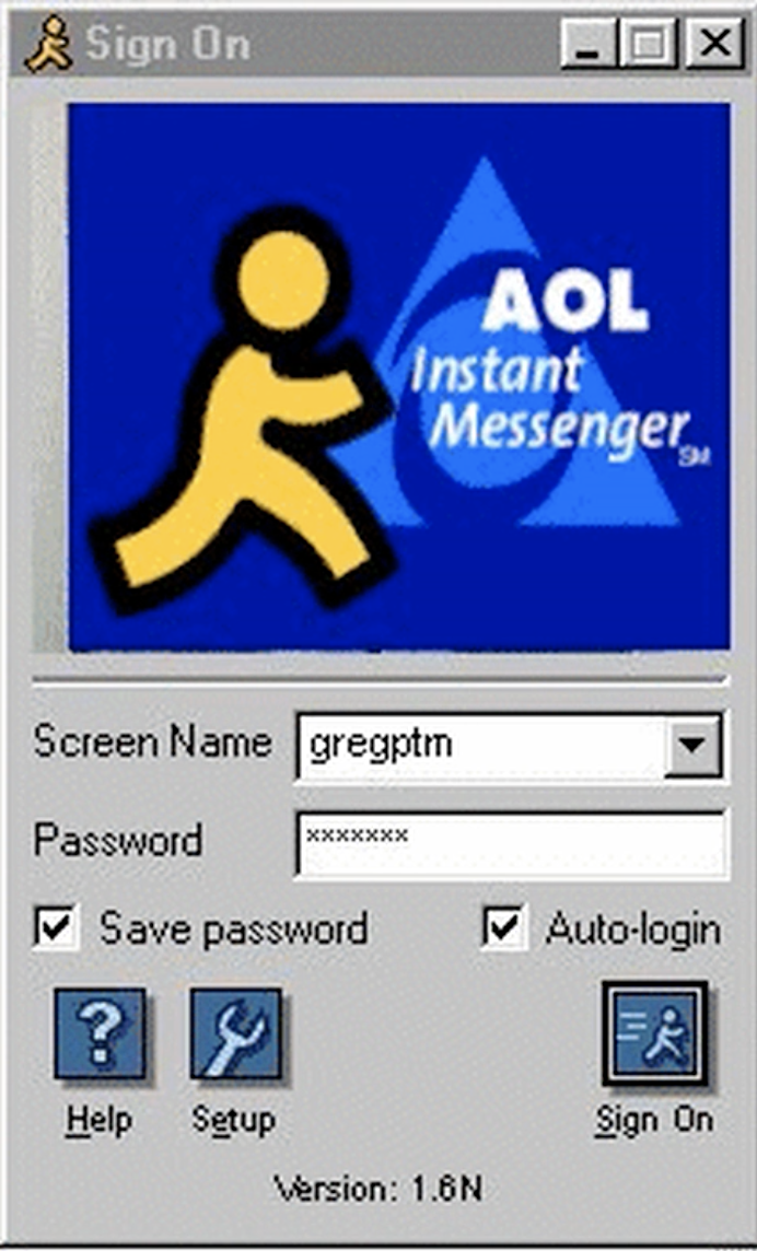 a log in screen for AOL instant messenger