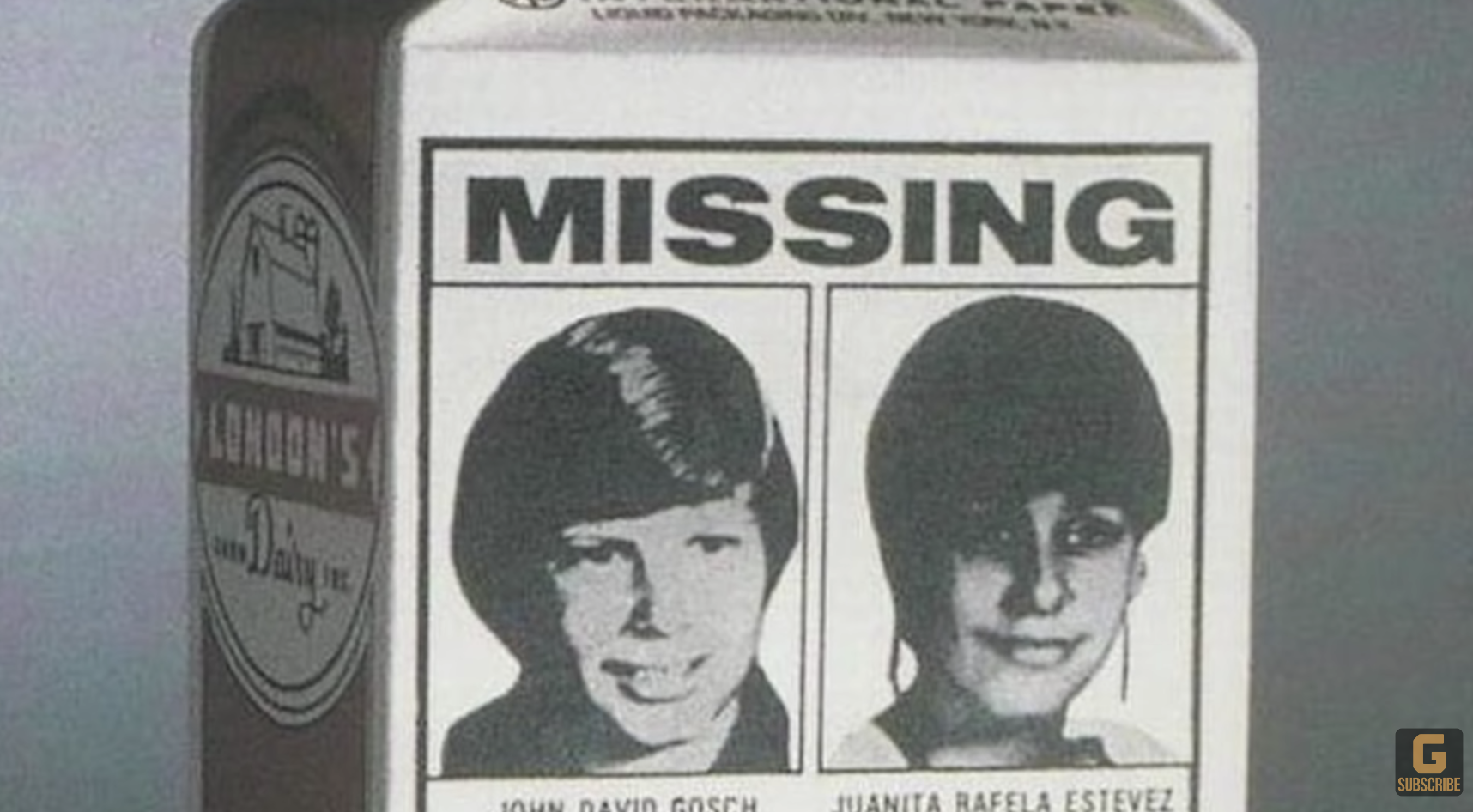 an old photo of two missing people on the side of a milk carton