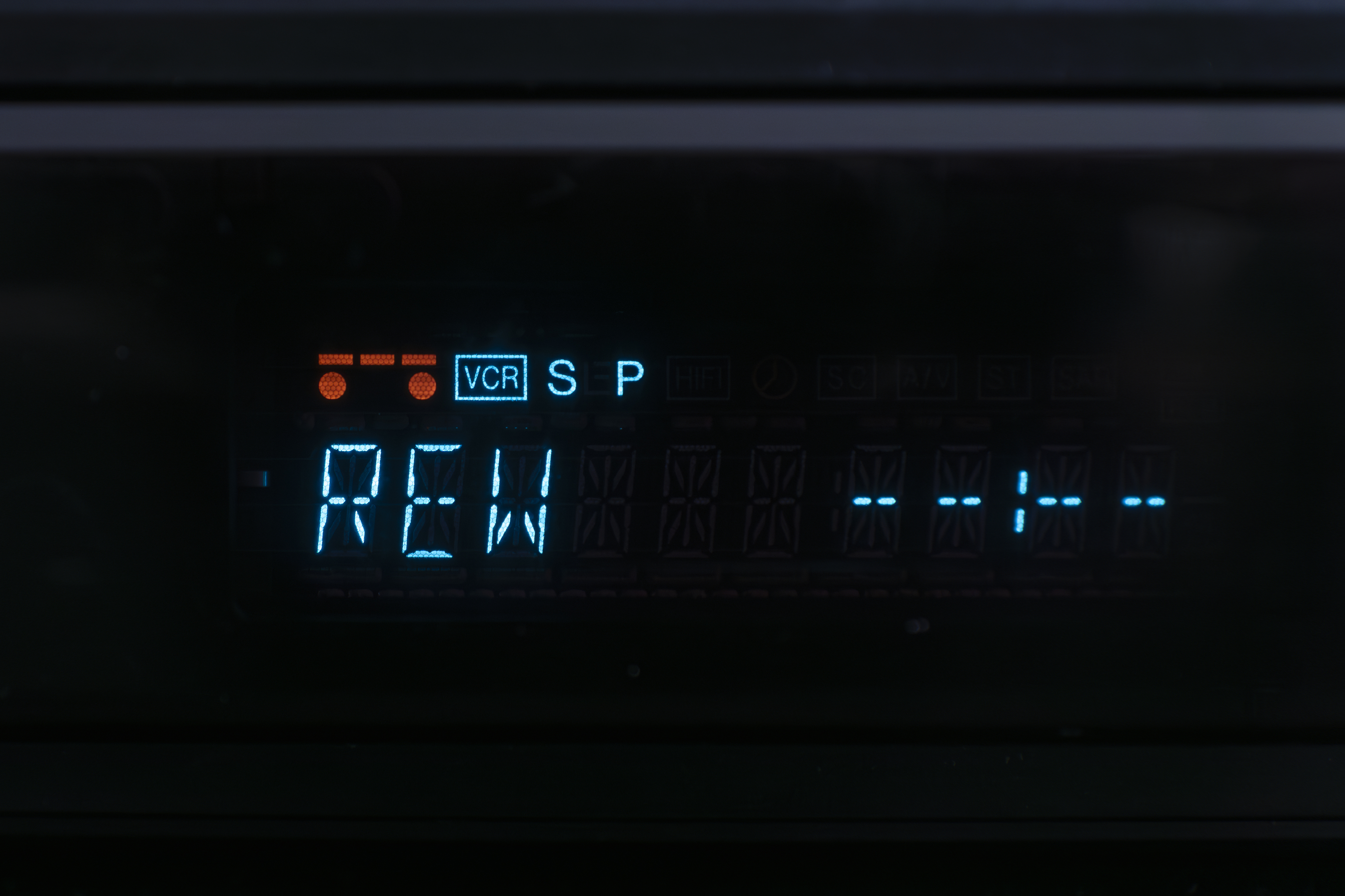 a digital VCR display rewinding