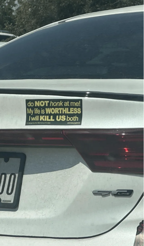 do not honk at me my life is worthless i will kill us both