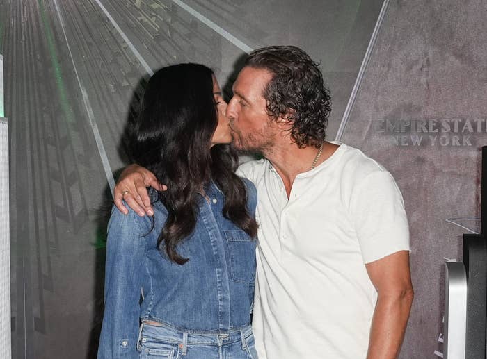 Close-up of Camila and Matthew kissing