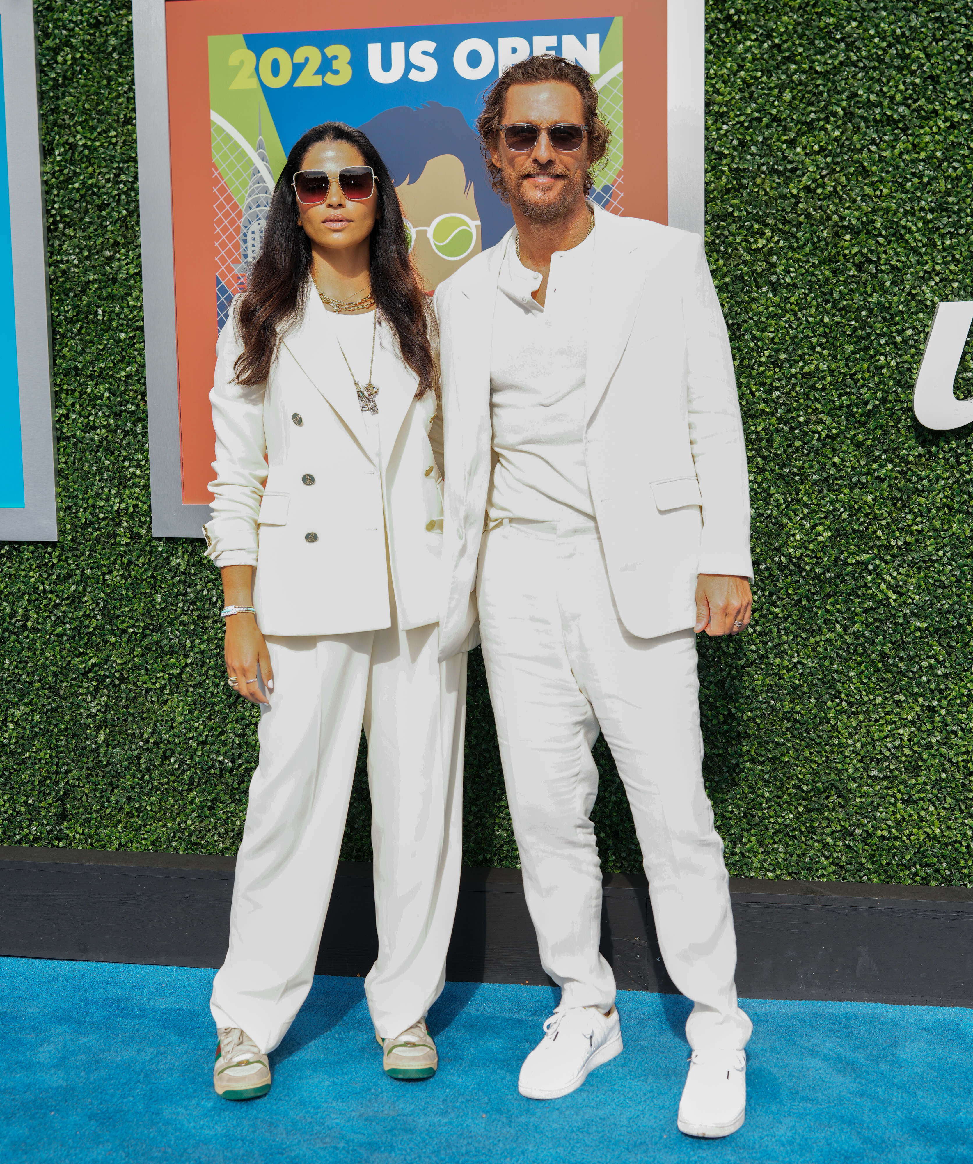 Close-up of Camila and Matthew at a media event