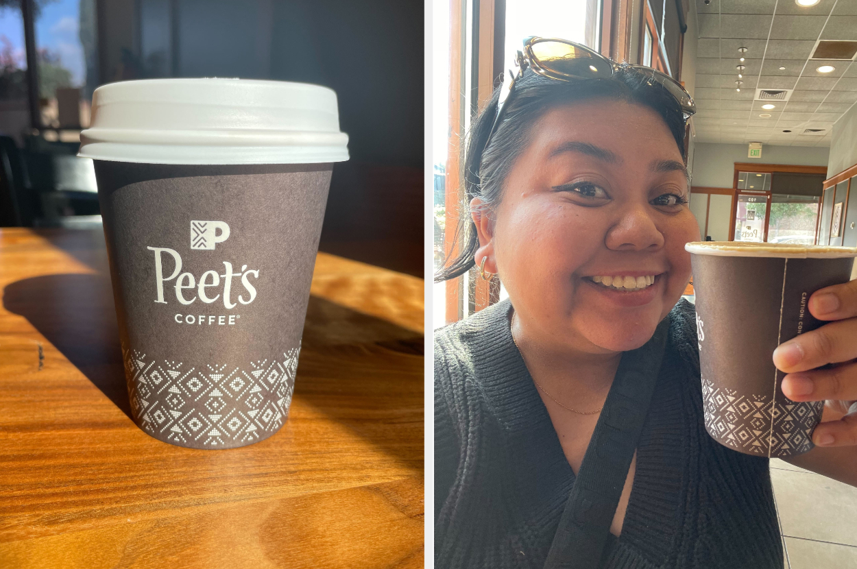 The author is showing her Peet&#x27;s coffee