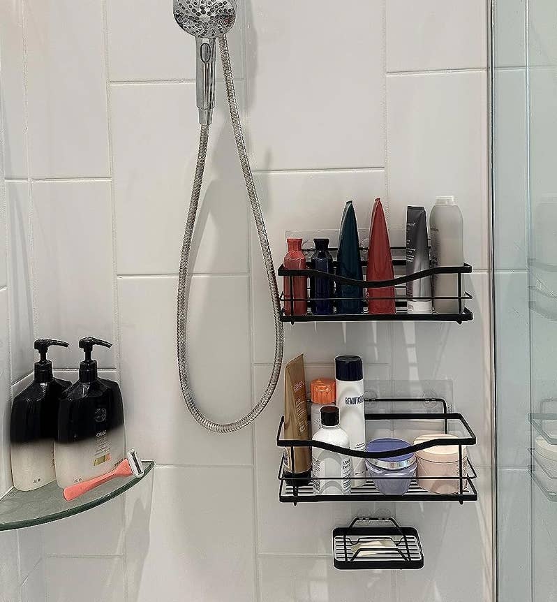 Clean & Uncluttered Approach to Shower Storage By Sweeten