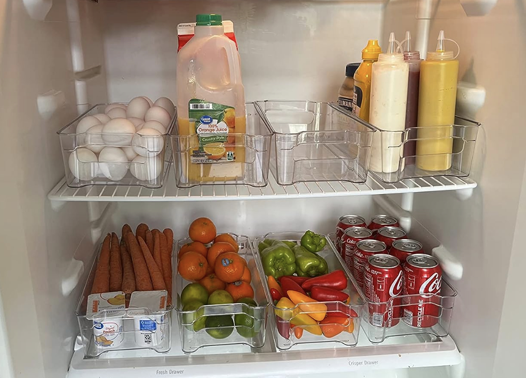 fridge organizers inside a refrigerator